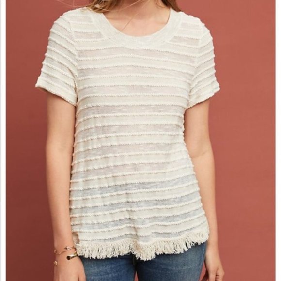 Anthropologie Adia eri + ali ivory, textured sweater size medium - Picture 5 of 7